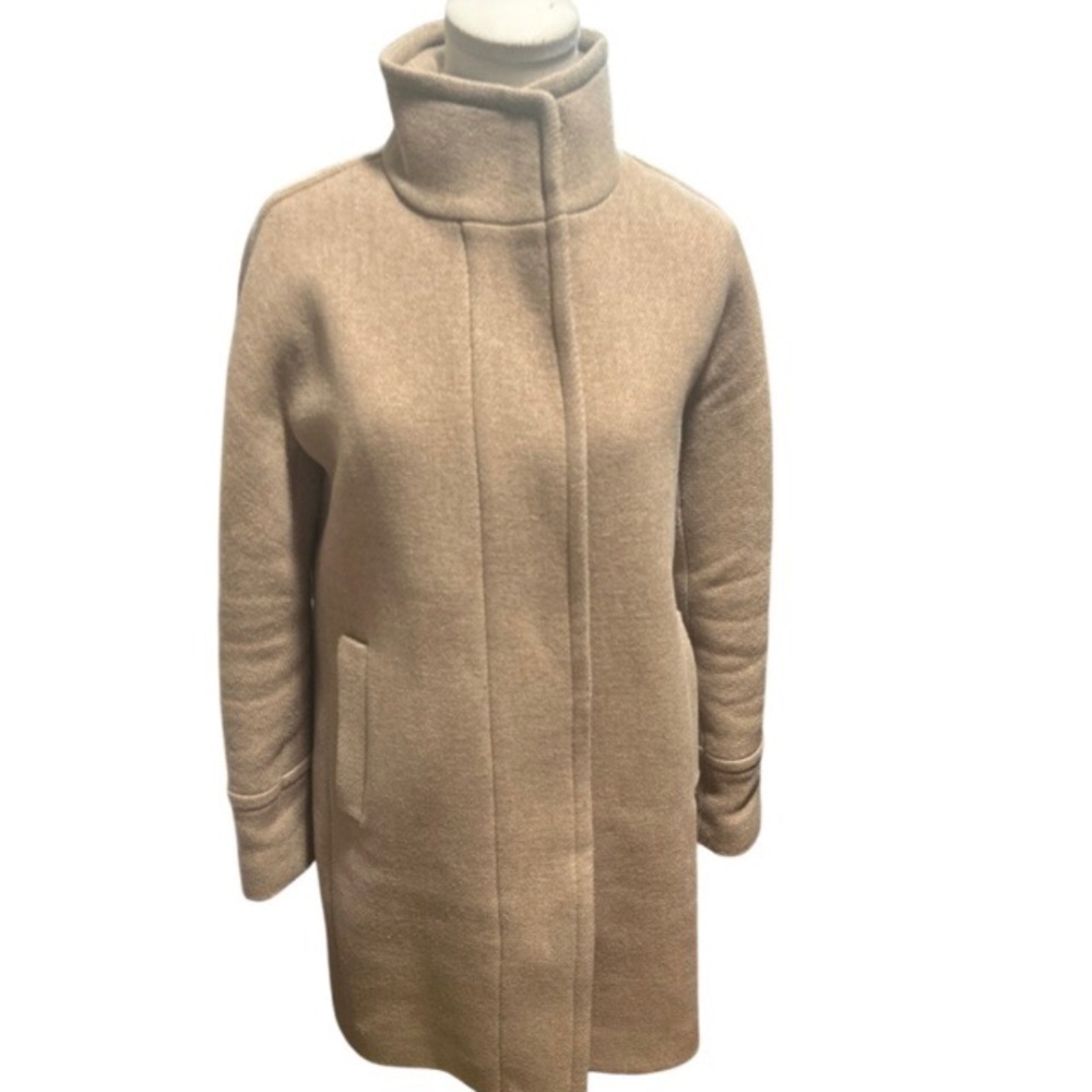JCrew Stadium Cloth Wool Blend Cream Pea Style Coat Nello Gori Size 8 Minimalist